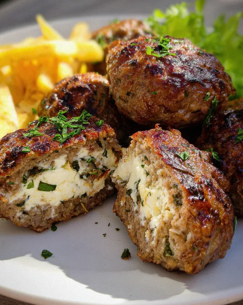 Bifteki - Griechische Frikadellen gefüllt mit Schafskäse