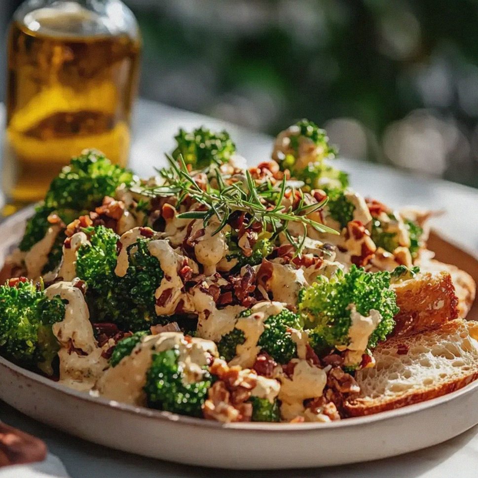 Brokkoli Salat mit knusprigem Rindfleisch für frische Genussmomente