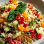 Bunter Couscous Salat mit frischem Gemüse und Kräutern genießen