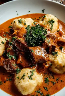 Butterzartes Rahmgulasch mit Serviettenknödel