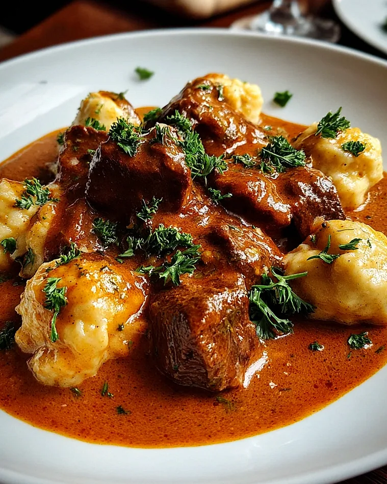 Butterzartes Rahmgulasch mit Serviettenknödel – Schritt 2