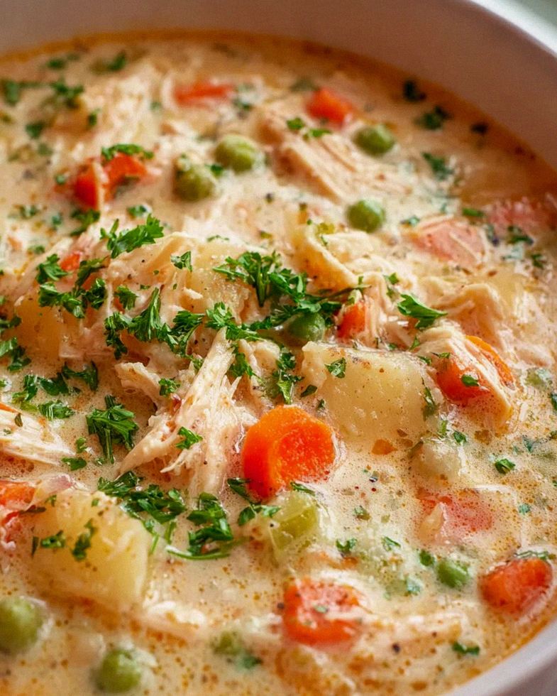 Cremige High Protein Chicken Pot Pie Suppe leicht gemacht