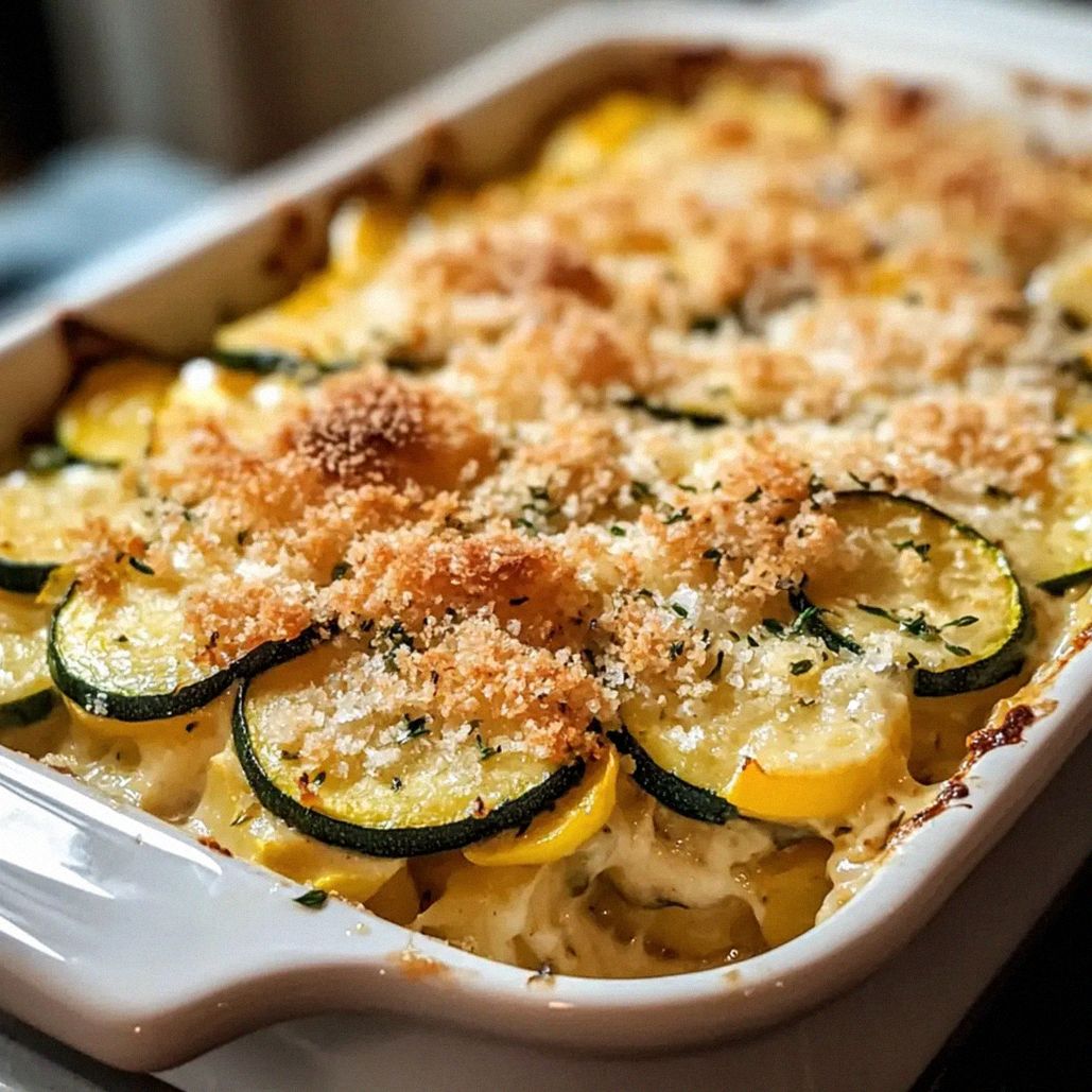 Cremiger gelber Kürbis- und Zucchini-Auflauf für den Sommer – Schritt 1