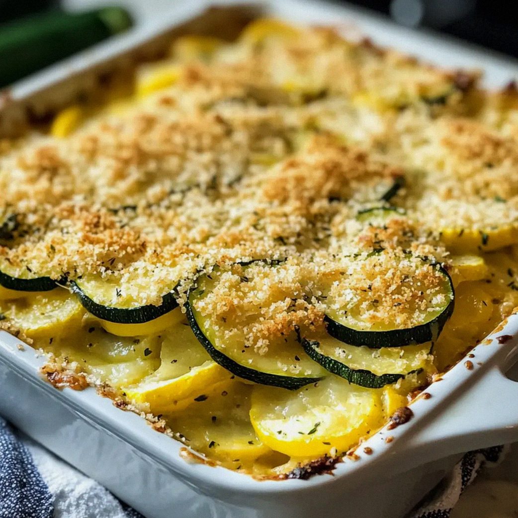 Cremiger gelber Kürbis- und Zucchini-Auflauf für den Sommer – Schritt 2