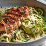 Cremiges Zucchini Noodle Chicken Alfredo: Gesund & Schnell