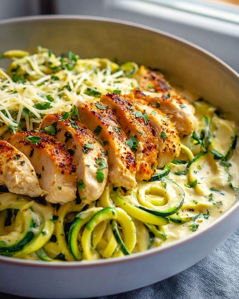 Cremiges Zucchini Noodle Chicken Alfredo: Gesund & Schnell – Schritt 2