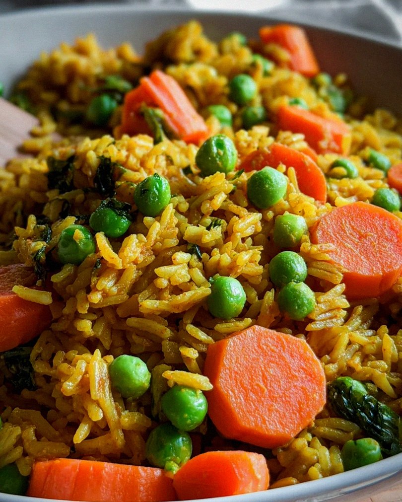 Curryreis mit Erbsen und Möhren