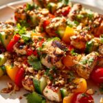 Erdnuss-Crunch-Spieße mit Hähnchen