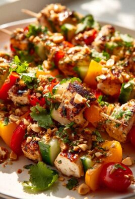 Erdnuss-Crunch-Spieße mit Hähnchen