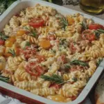Feta Pasta aus dem Ofen mit frischem Gemüse