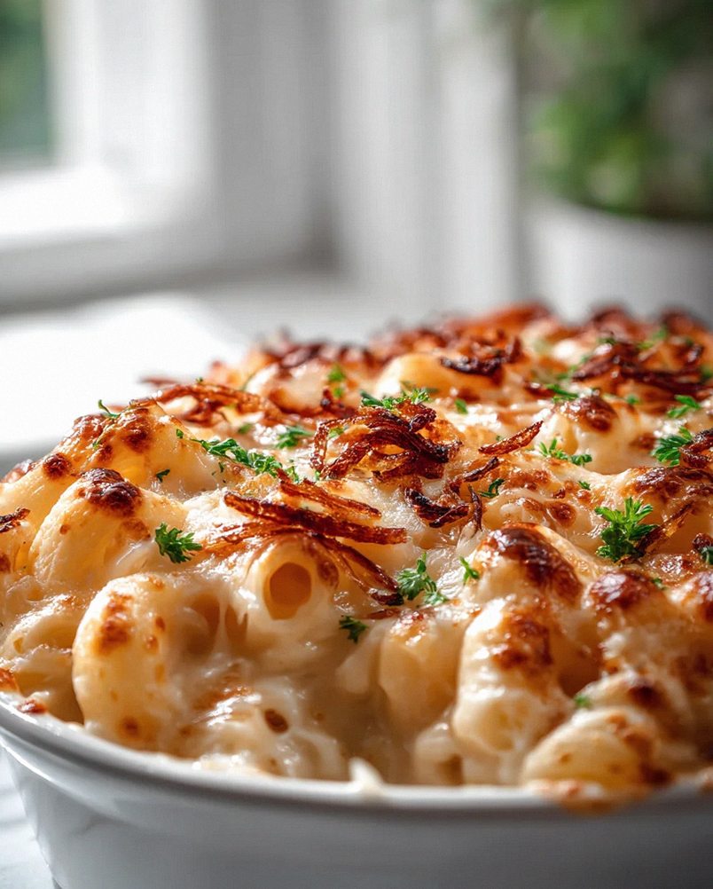 Französisches Macaroni Gratin mit Gruyère und knusprigen Schalotten – Schritt 2