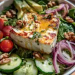Gebackener Feta auf Gemischtem Salat
