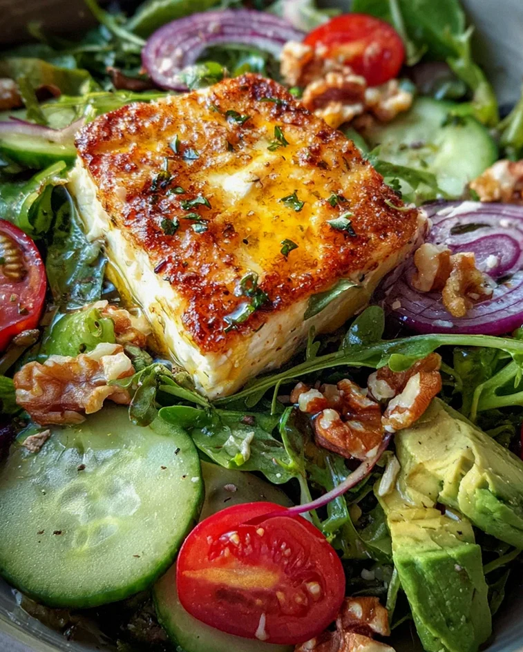 Gebackener Feta auf Gemischtem Salat – Schritt 1