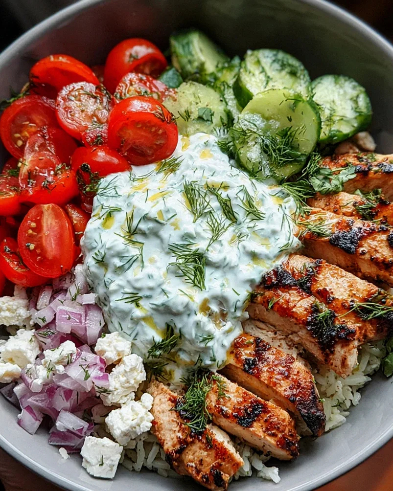 Griechische Hähnchen-Tzatziki Bowl
