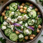 Gurkensalat mit Feta und Kichererbsen