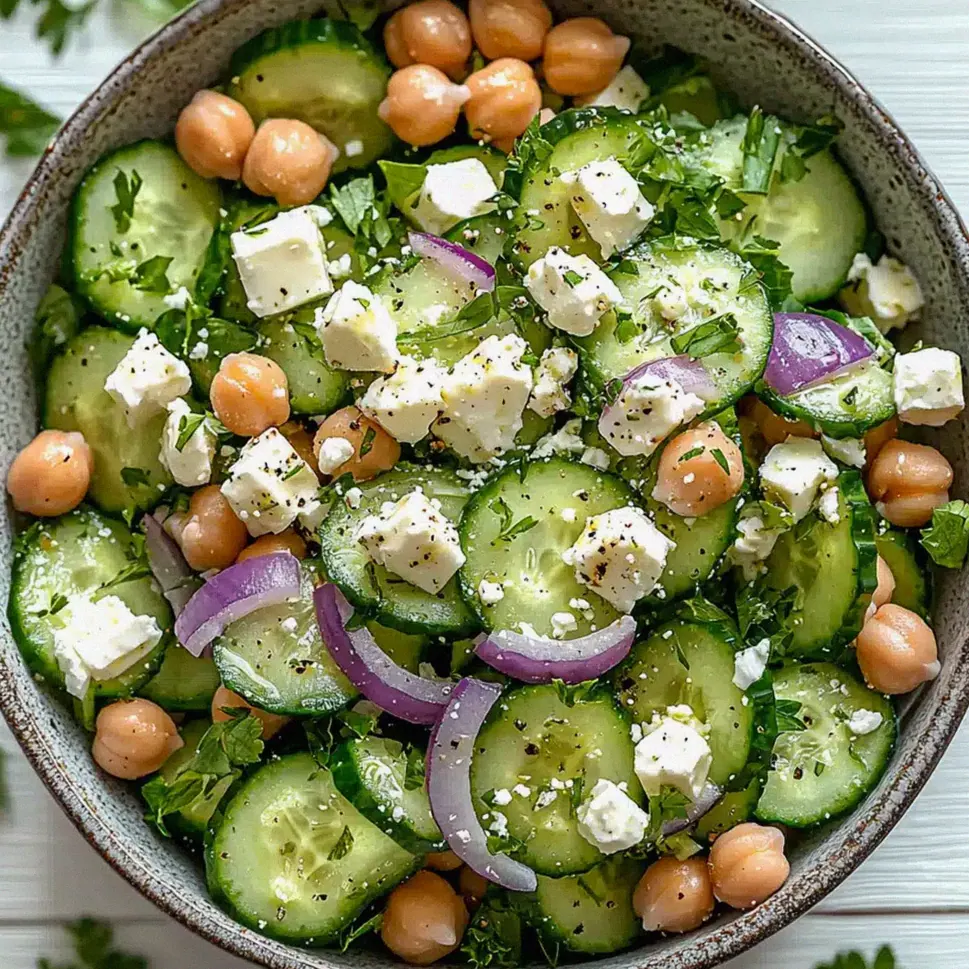 Gurkensalat mit Feta und Kichererbsen – Schritt 1