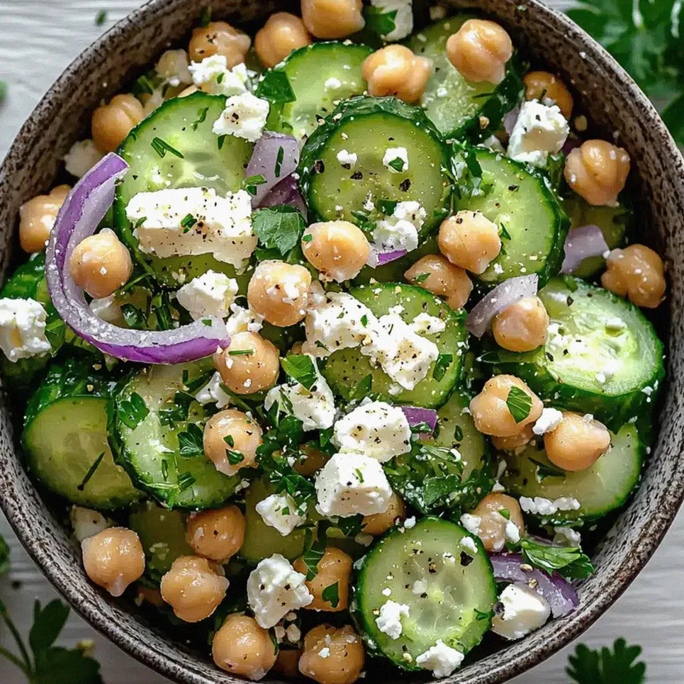 Gurkensalat mit Feta und Kichererbsen – Schritt 2