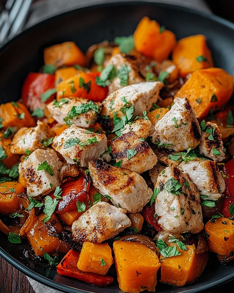 Hackfleisch aus Huhn und Süßkartoffeln