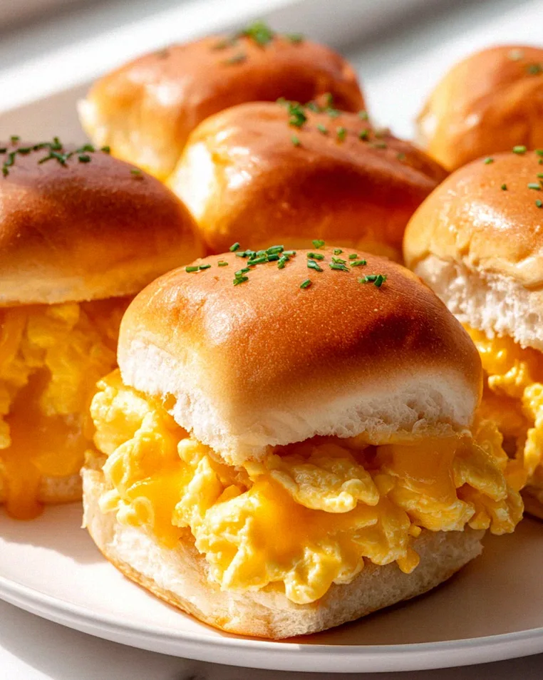 Hawaii-Sliders: Eier & Käse Frühstück auf süßen Brötchen