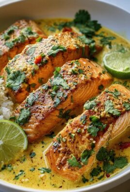 Köstlicher One Pan Kokos-Curry Lachs mit Knoblauchbutter