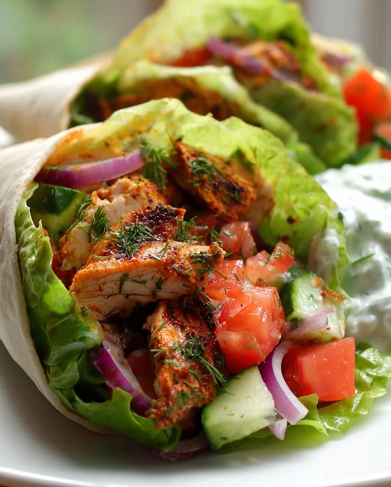 Köstliches Low Carb Hähnchen Gyros Salat Wrap mit Tzatziki – Schritt 1