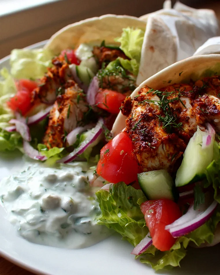 Köstliches Low Carb Hähnchen Gyros Salat Wrap mit Tzatziki – Schritt 2