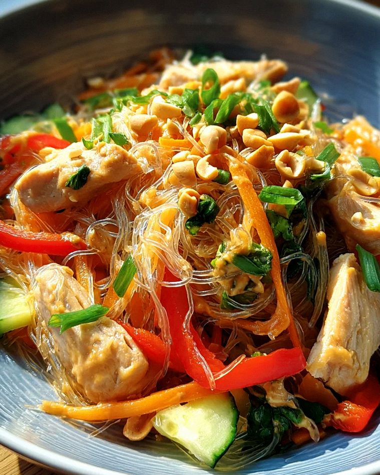 Lauwarmer Glasnudelsalat mit Erdnusshähnchen – Schritt 1