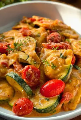 Leckere Cremige Maultaschenpfanne mit Zucchini & Tomaten