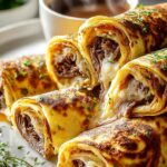 Leckere French Dip Tortilla Rollups mit Rindfleisch genießen!