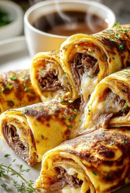 Leckere French Dip Tortilla Rollups mit Rindfleisch genießen!