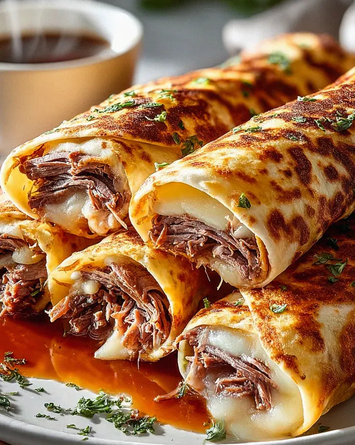 Leckere French Dip Tortilla Rollups mit Rindfleisch genießen! – Schritt 2
