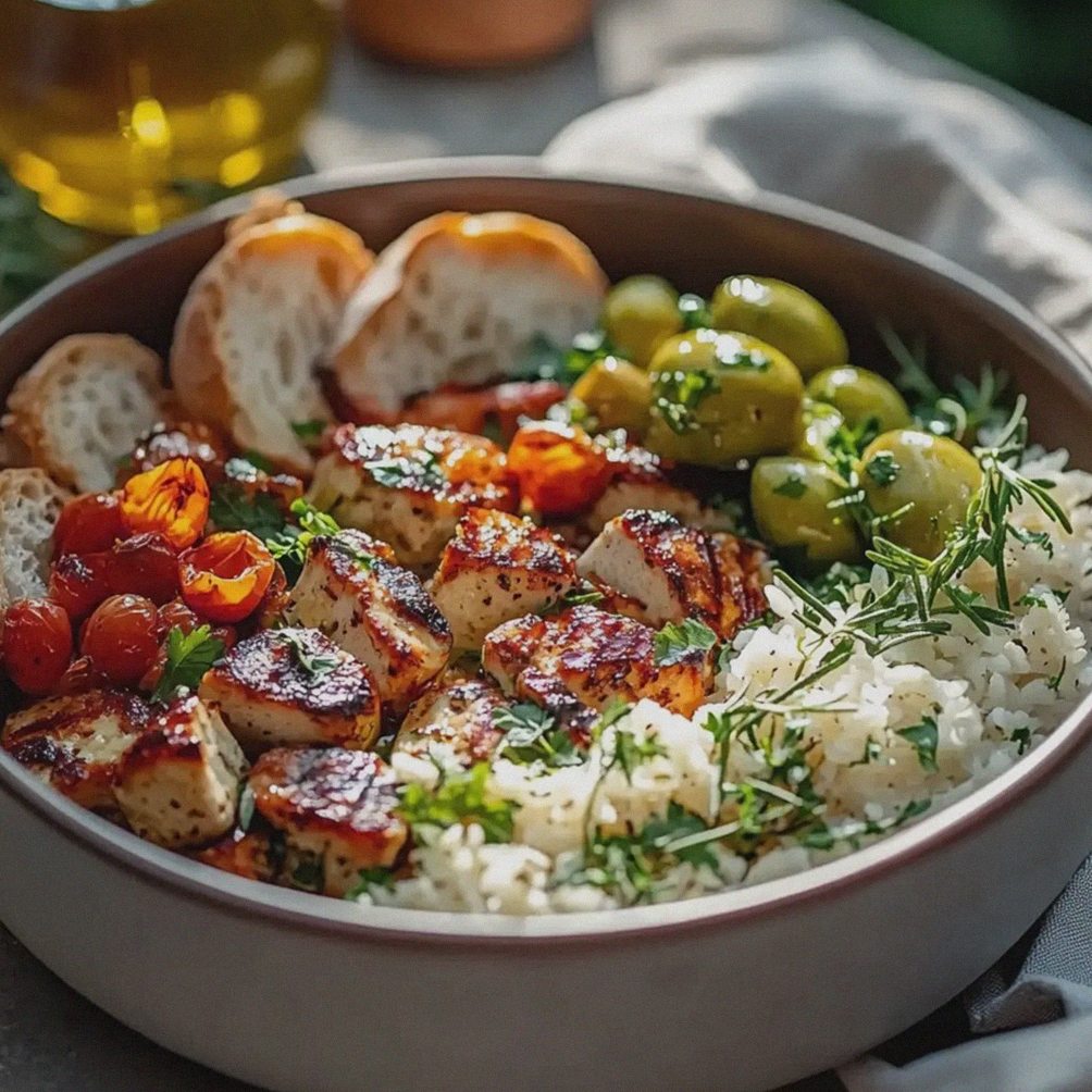 Mediterrane Hähnchen-Bowl gesund und schnell zubereitet