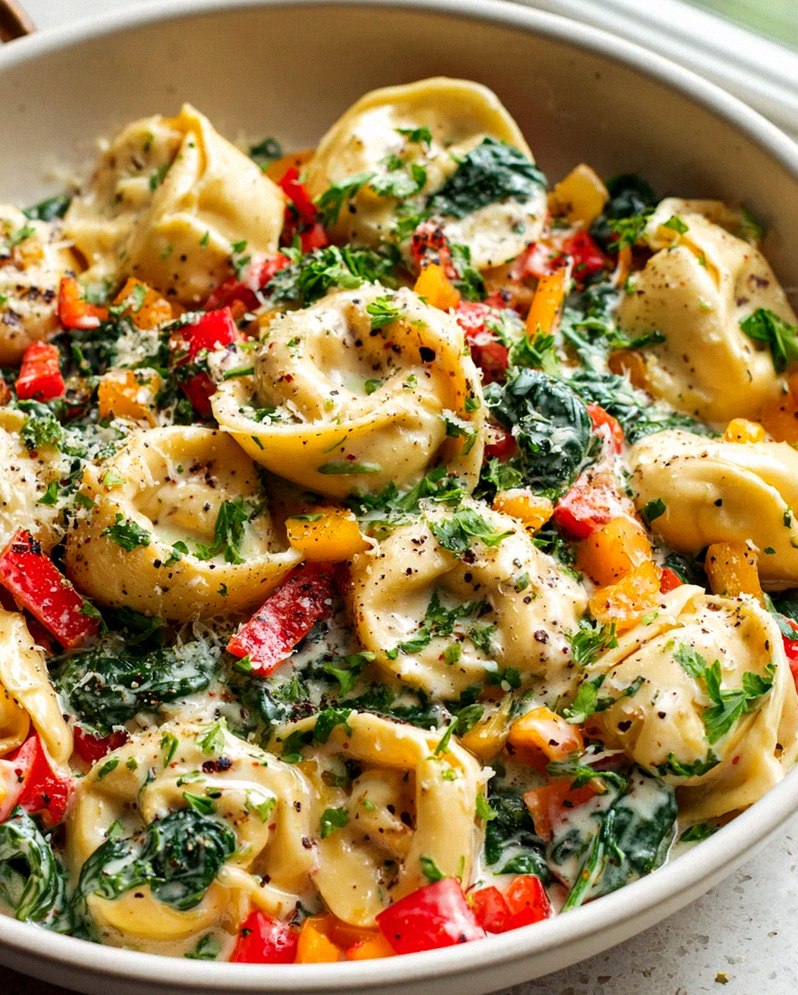 One Pan Tortellini Pfanne mit Knoblauch-Creme-Sauce – Schritt 2