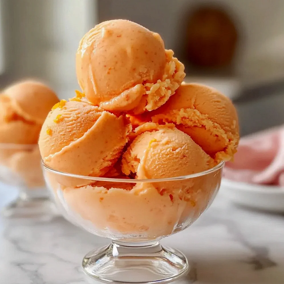 Pfirsich-Sorbet ohne Eismaschine schnell gemacht