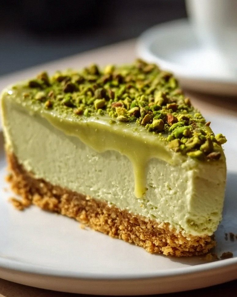 Pistazien Käsekuchen mit köstlichem Pistazien Topping