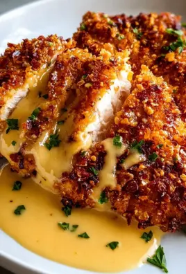 Pretzel Chicken mit Senf-Cheddar-Sauce – Leckeres Rezept!