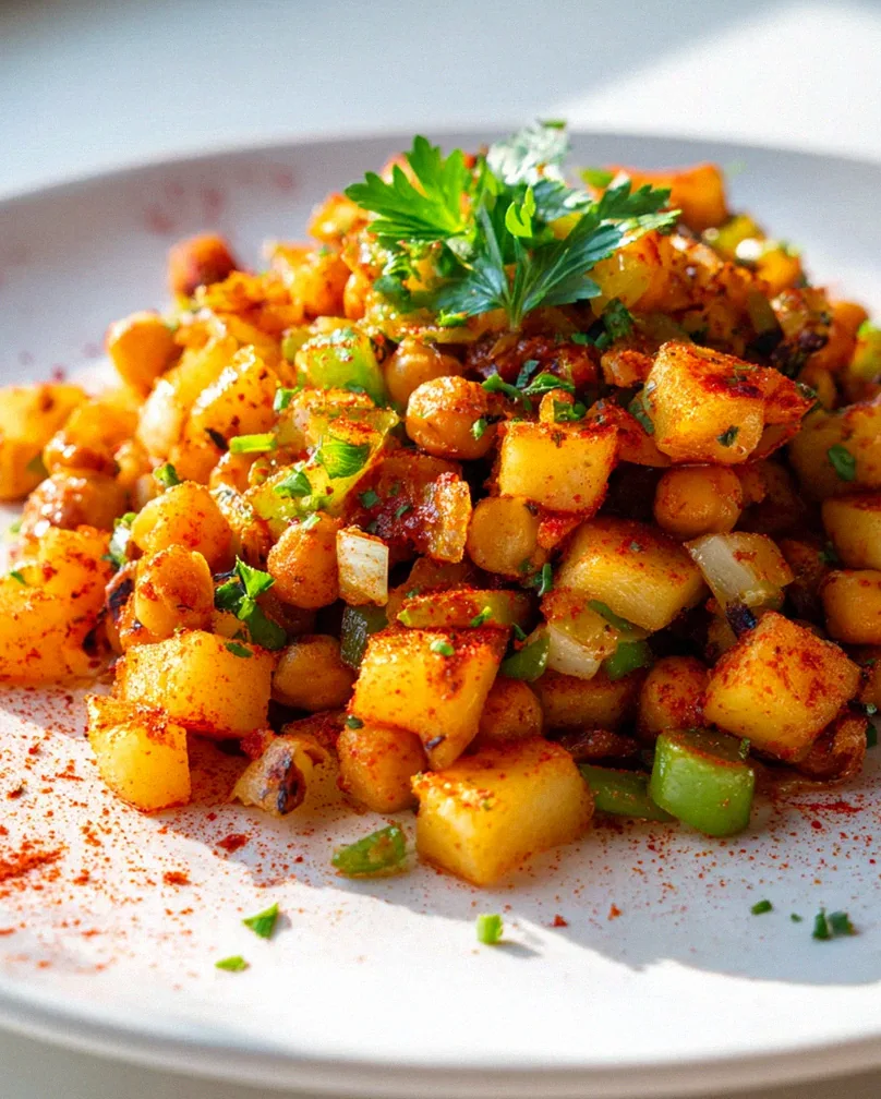 Rauchiger Paprika-Kichererbsen-Kartoffel-Hash – Lecker & Vegan