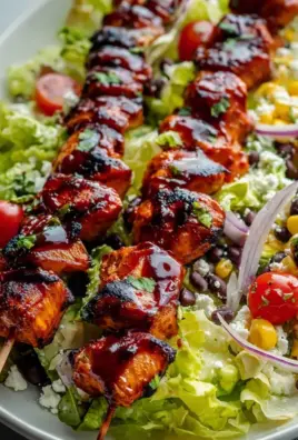Saftiger BBQ Chicken Spießsalat – Dein neues Lieblingsrezept!
