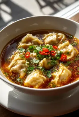 Scharfe Sichuan Wonton Suppe mit feuriger Chili-Knoblauch-Sauce
