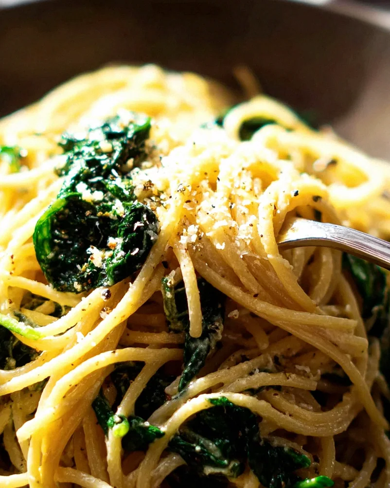 Spaghetti mit Spinat Frischkäse-Sauce – Schritt 1