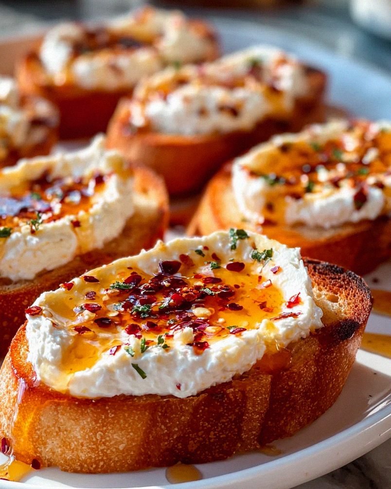 Süße scharfe Hot Honey Feta Crostini: Cremig & unwiderstehlich – Schritt 1