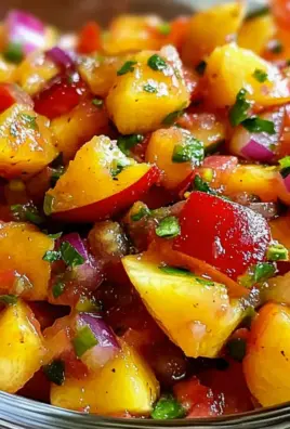 Süßer würziger Pfirsichsalsa für Sommernachmittage
