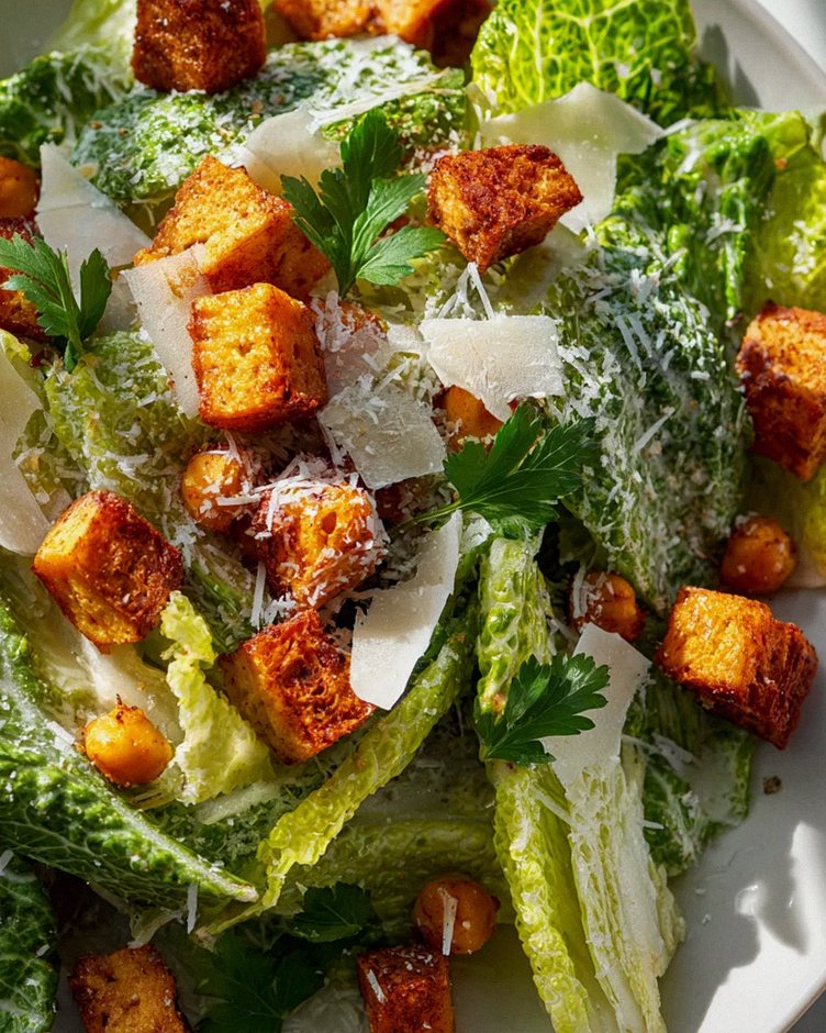 Vegetarischer Caesar Salat mit Kichererbsen-Croutons Rezept – Schritt 2